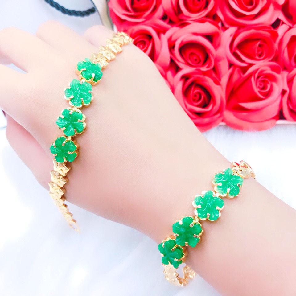 Lắc Tay Nữ Thời Trang Cẩm Thạch Mạ Vàng Mẫu 090.20.11 + Tặng Kèm Hộp Như Hình
