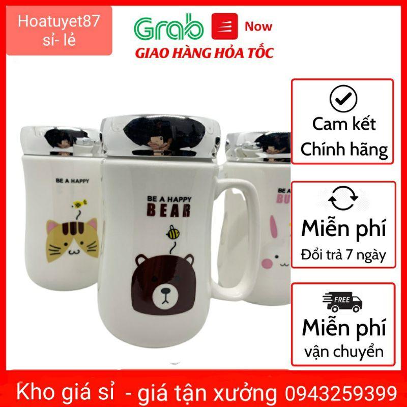CỐC GIỮ NHIỆT BẰNG SỨ CÓ NẮP GƯƠNG