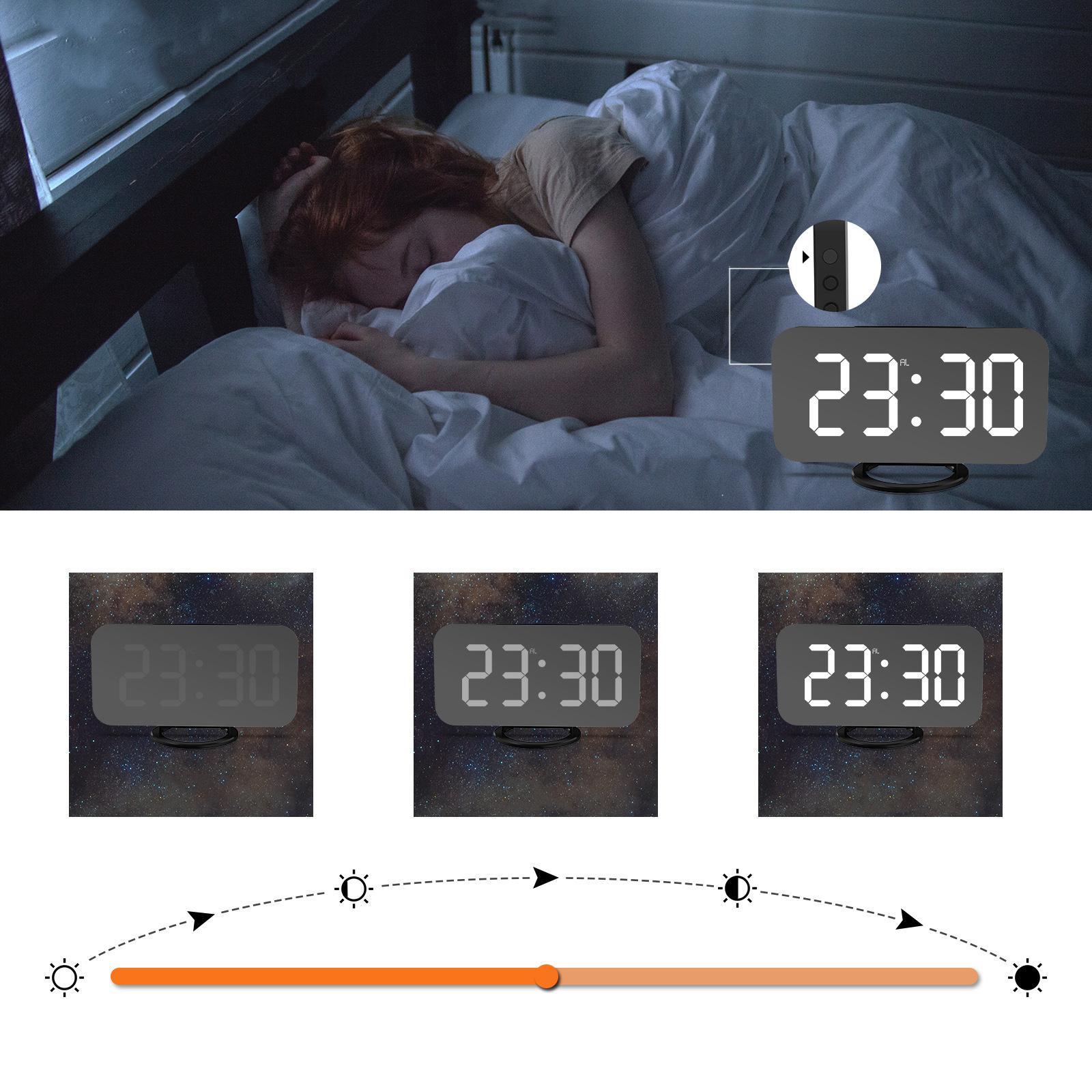 Electronic LED Digital Clock Snooze Bedside Dual USB