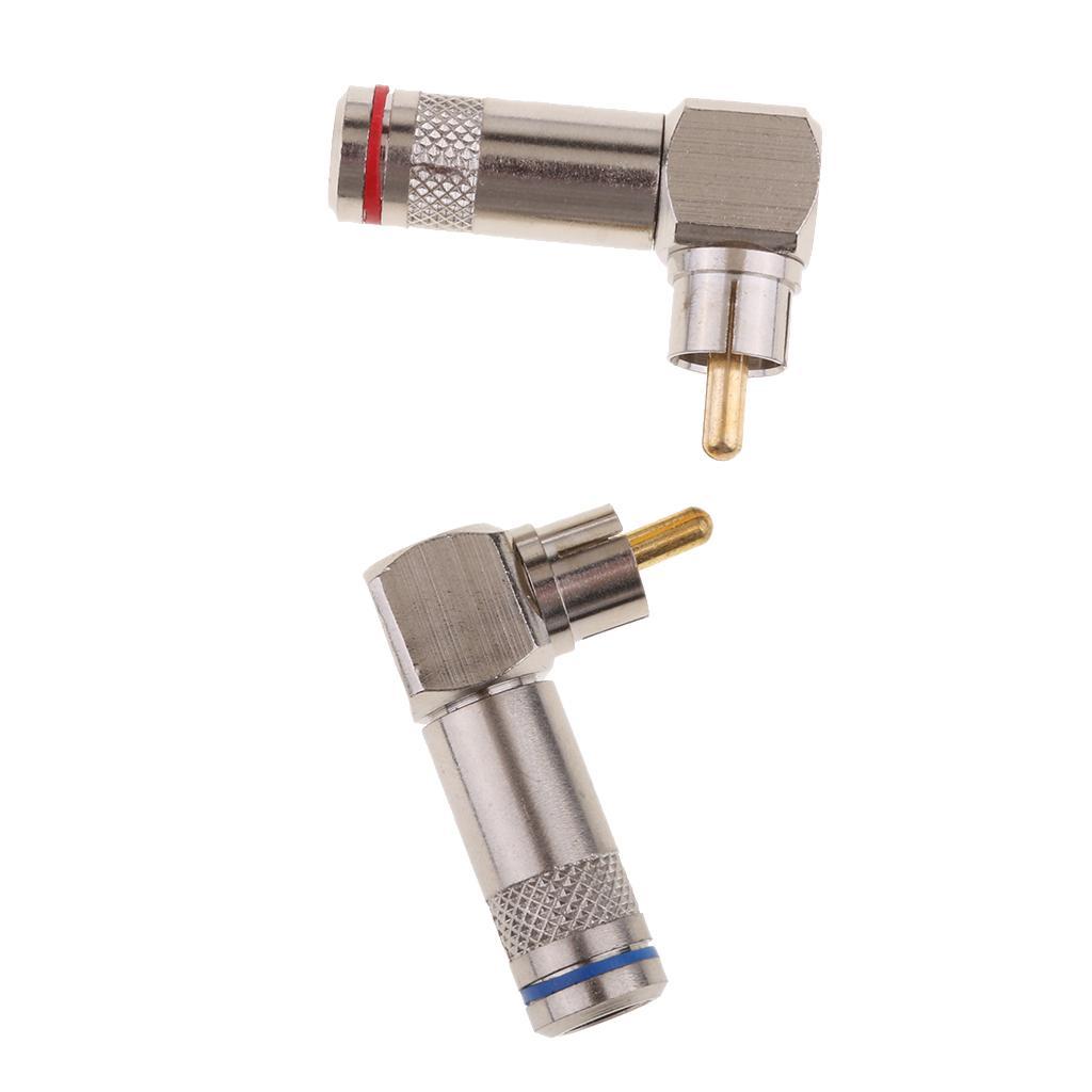 RCA Male to RCA Female L Splitter Gold-Plated Metal Connector