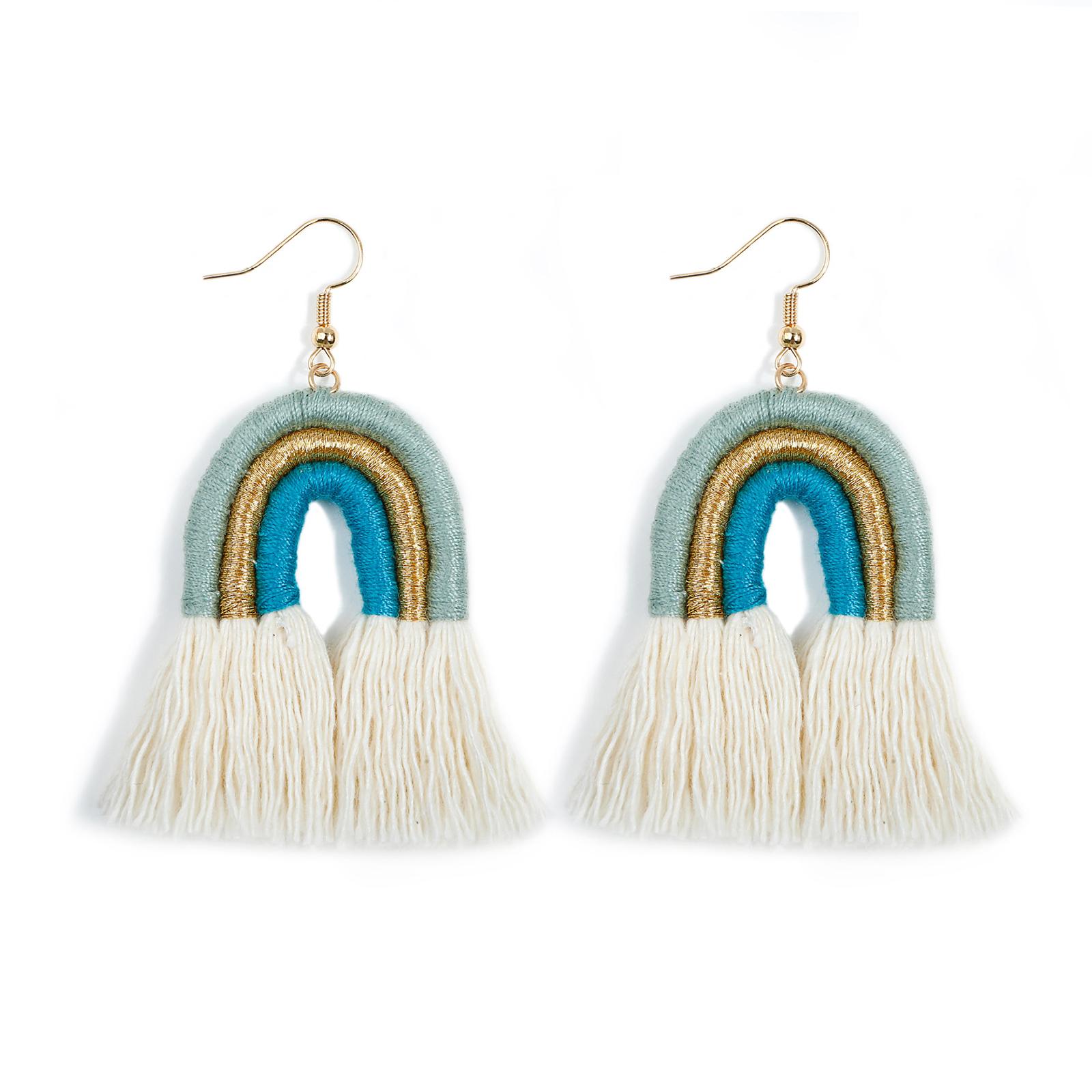 Bohemian Tassel Earrings Earrings Rainbow Shape Tassel Earrings Long Fringe Earrings for Women Girls Statement Earrings