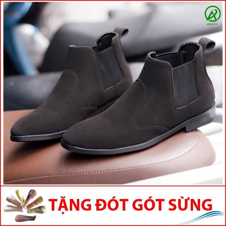 Giày Chelsea Boot Cổ Chun Da Búc Màu Đen Cực Đẹp - CB520-bucden(ĐG)- Kèm Đón Gót Sừng