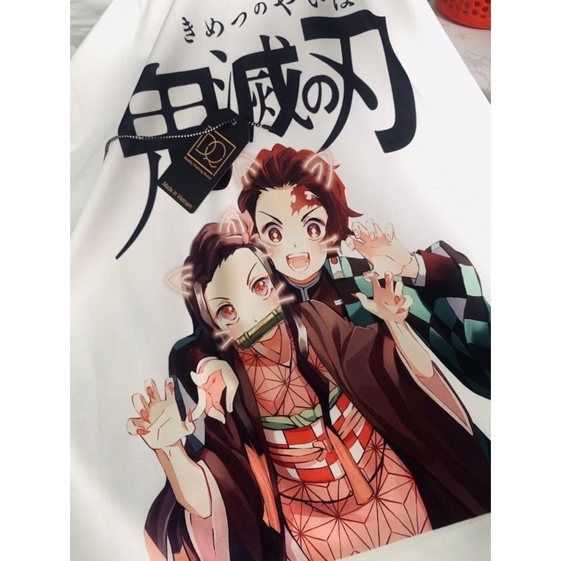 (ẢNH + VIDEO THẬT) Áo thun Tanjirou x Nezuko Diệt Quỷ Cực Đẹp - Áo Thun Kimetsu no Yaiba Đẹp KY13