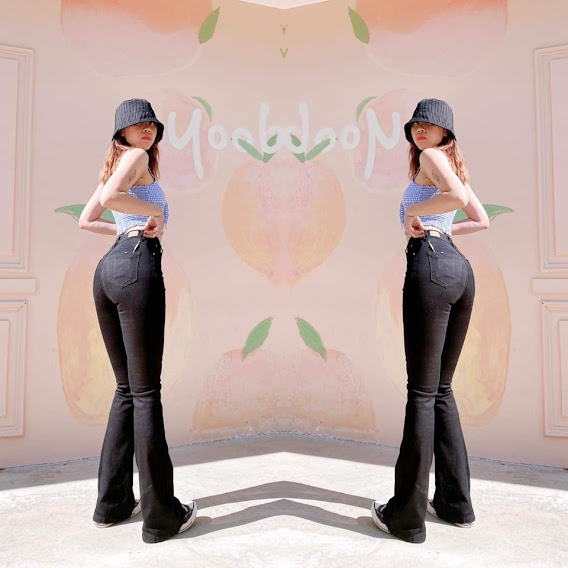 Quần Jeans Nữ Ống Loe Dài Màu Đen Lưng Cao Siêu Co Giãn Tôn Dáng Nâng Mông