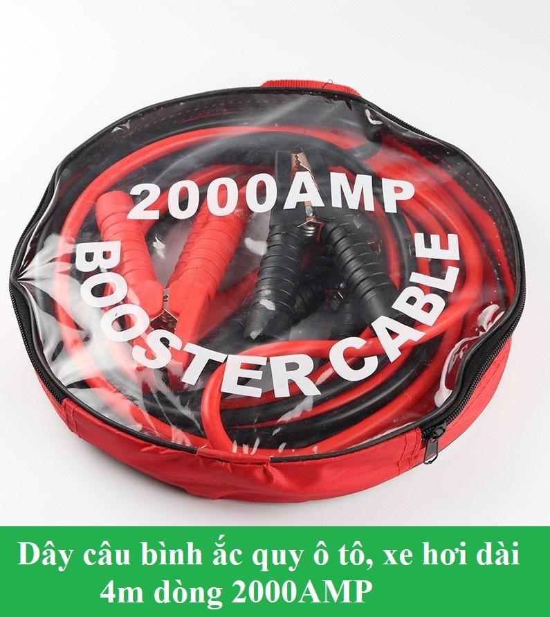 Combo Dây Câu Kích Bình Ắc-Quy Cho Xe Ô Tô 2000AMP Kích Thước 4 mét và Búa thoát hiểm Ô tô đa năng