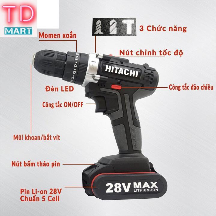 MÁY KHOAN PIN HITACHI 28V 3 chức năng ( có búa ) khoan tường