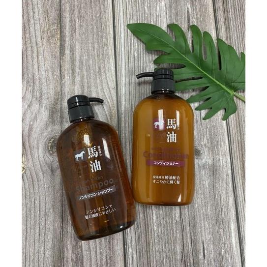 Dầu Gội - Dầu Xả Mỡ Ngựa Nhật Bản 600ml hàng nội địa Nhật - Dẩu Gội