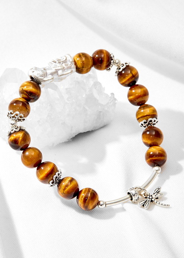 Vòng tay phong thủy đá mắt hổ phối tỳ hưu bạc Ngọc Quý Gemstones