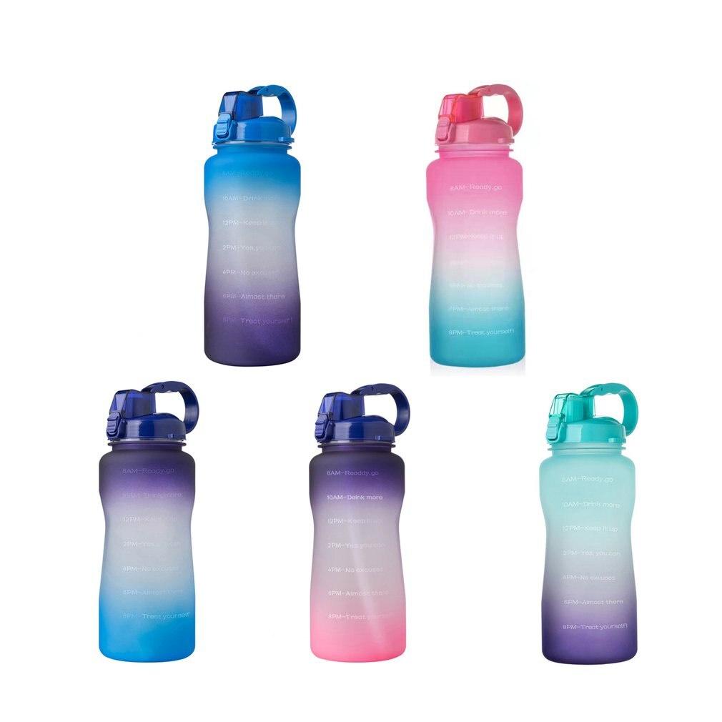 Large Motivational Water Bottle With Time Marker Straw Leakproof Water Jug For Fitness Gym And Outdoor Sports