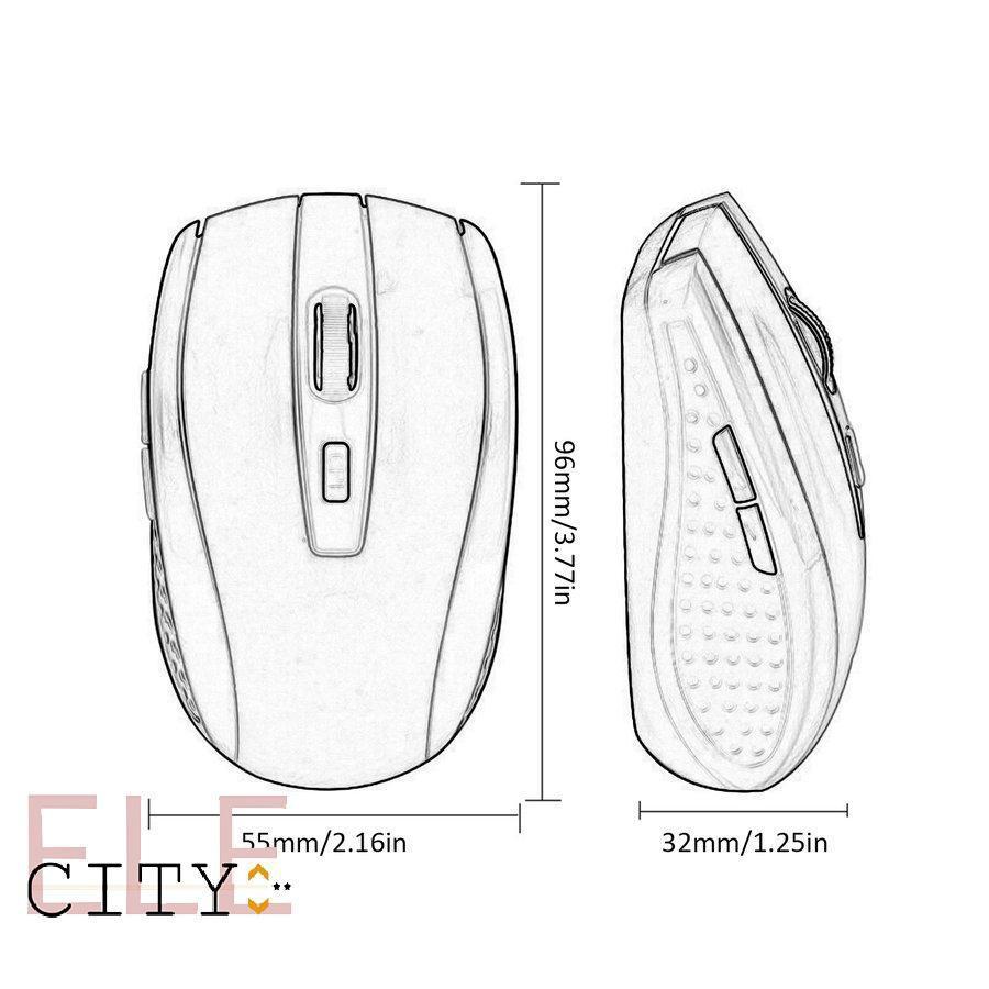 Ele】Chuột không dây 2.4G 1600DPI kèm đầu thu USB cho máy tính