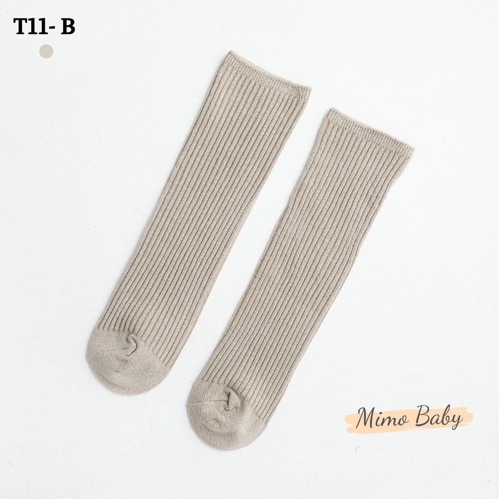 Tất vớ cổ cao màu trơn kiểu hàn, tất không gót unisex cho bé 1-4y Mimo baby T11