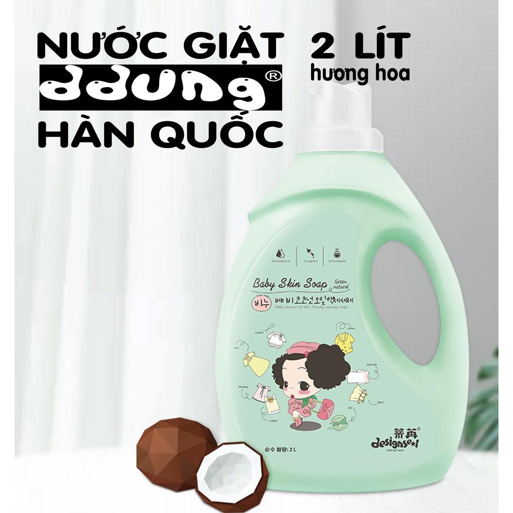 Nước xả giặt xà phòng ddung Hàn Quốc 2 in 1 2000ml, giặt siêu sạch,thân thiện làn da không phai màu.