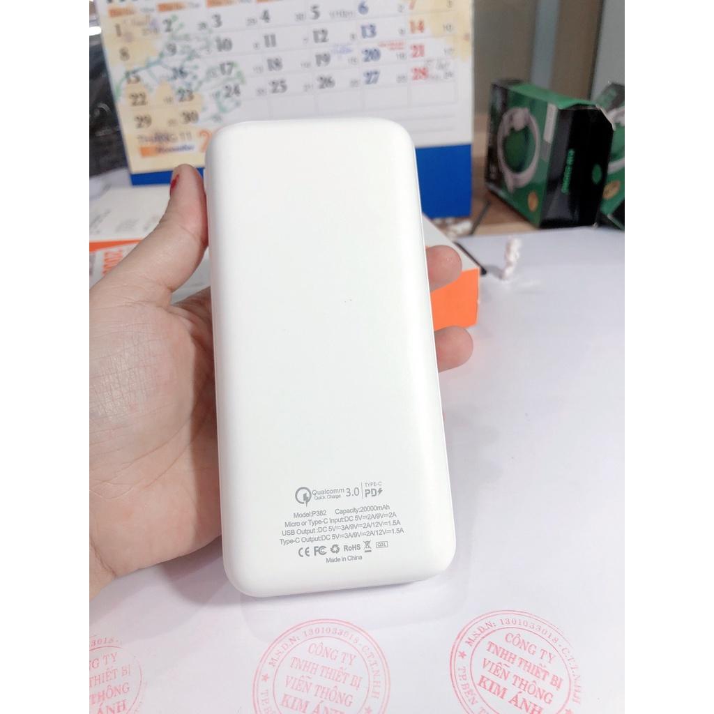 Sạc Dự Phòng SYC P382 dung lượng 20000 mAh (PD 18W, QC3.0) Sạc Nhanh 2 Chiều Type C, Hàng chính hãng