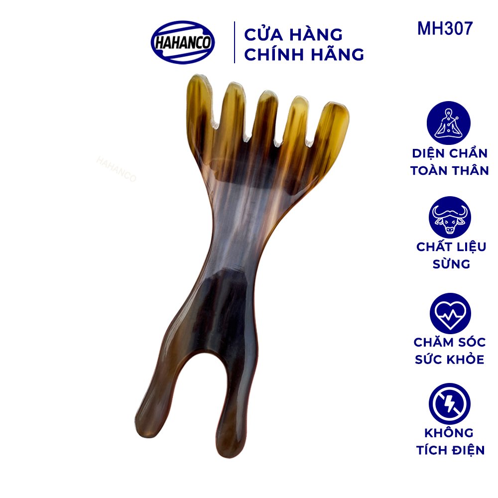 Cào Mát Xa Kinh Tuyến Đa Năng Bằng Sừng HAHANCO Thúc Đẩy Da Đầu Lưu Thông Máu - MH307
