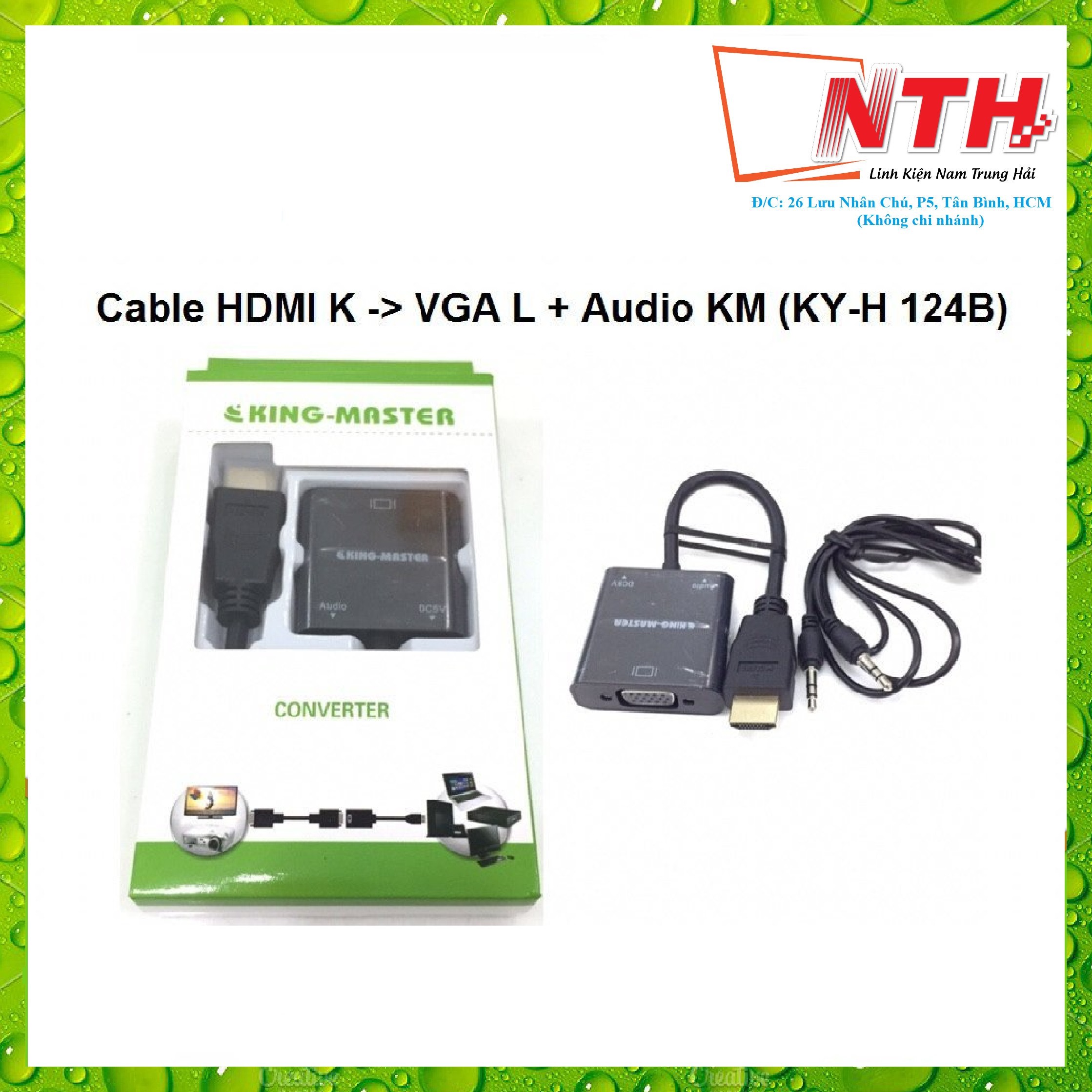 Cáp HDMI K ra VGA L + AUDIO KM (KY-H 124B)