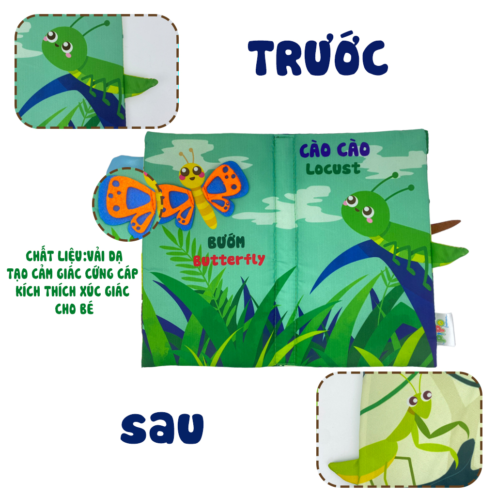 Sách Vải Tương Tác Cho Bé Đoán Đuôi Con Vật - Thế Giới Côn Trùng
