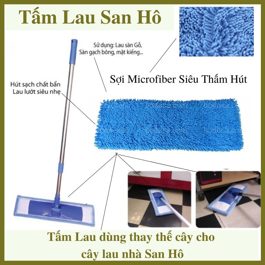 Miếng Lau Nhà Thay Thế Cây Lau Bẹ San Hô 45x15cm