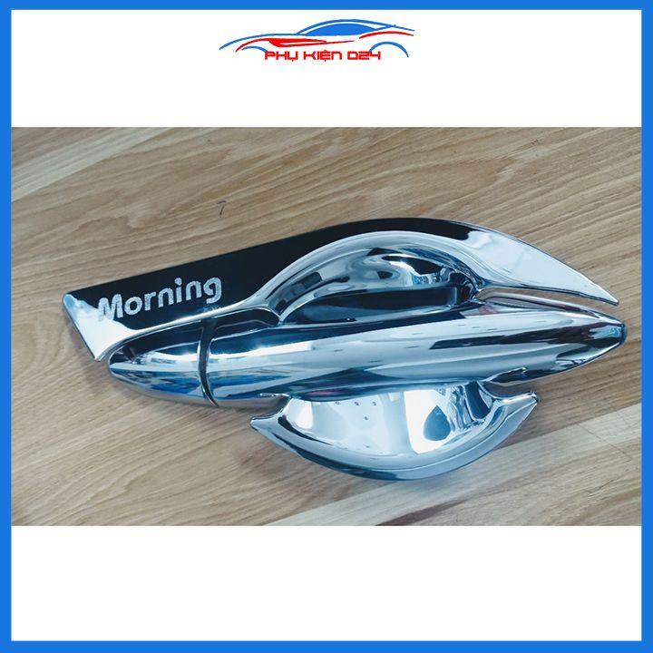 Ốp tay hõm mạ crom Morning 2012-2013-2014-2015-2016-2017-2018-2019-2020 sáng bóng chống trầy bảo vệ cửa xe ô tô