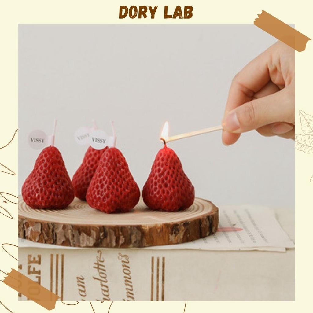 Nến Thơm Dâu Tây Handmade Không Khói, Phụ Kiện Decor - Dory Lab