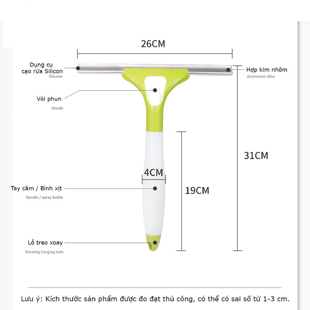 Cây Lau Kính Đa Năng Kèm Bình Xịt - Cây Gạt Kính Cầm Tay Mini 2 Trong 1