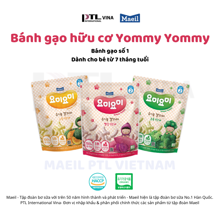 Thùng 8 gói bánh gạo ăn dặm cho bé Yummy Yummy vị khoai lang tím nhập khẩu Hàn Quốc