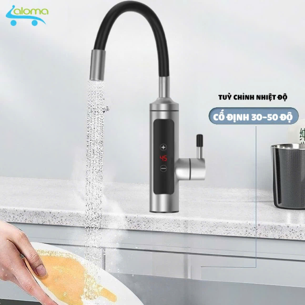 (CÓ CHỈNH NHIỆT ĐỘ) máy nước nóng trực tiếp tại vòi, tặng ổ cắm chống giật