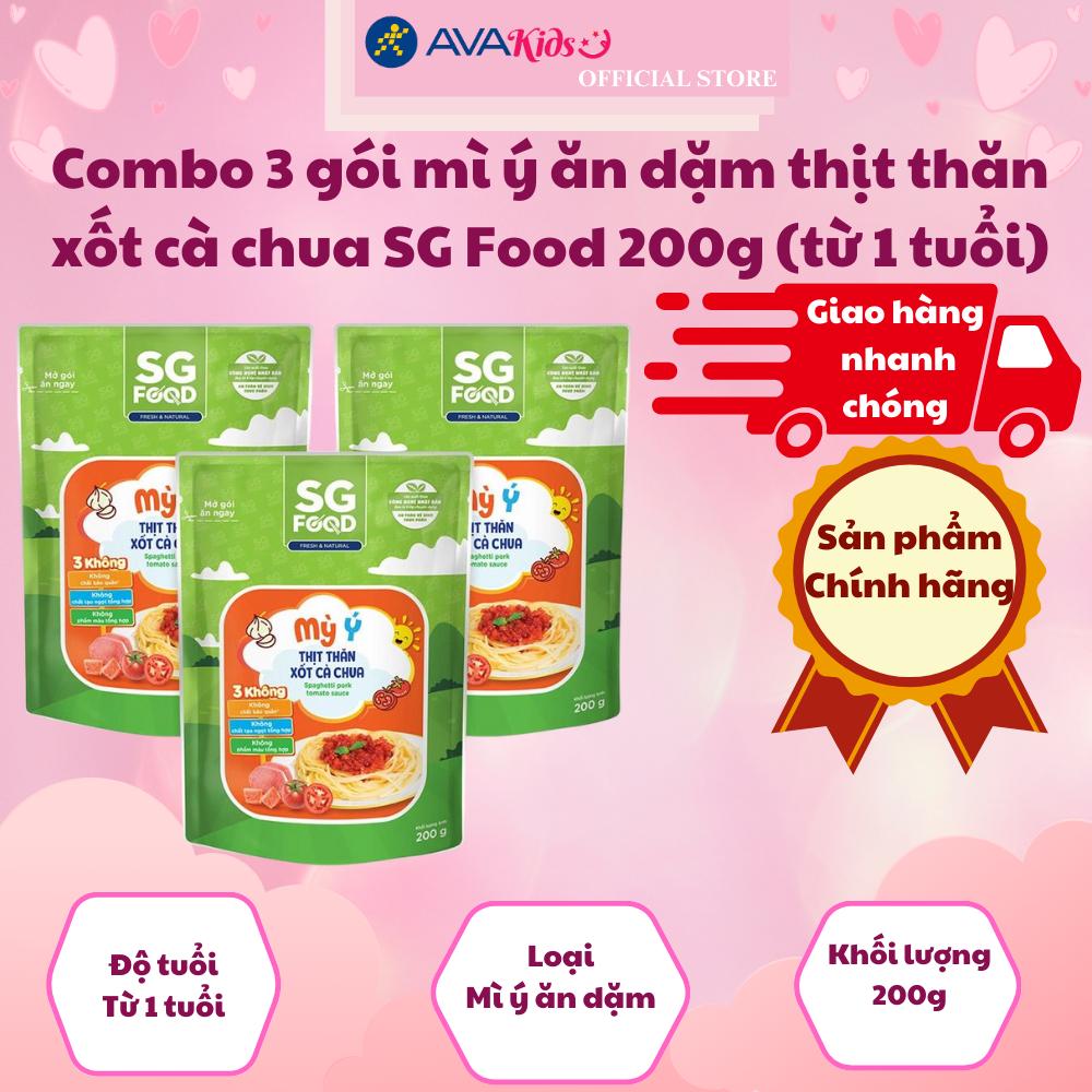 Combo 3 gói mì ý ăn dặm thịt thăn xốt cà chua SG Food 200g (từ 1 tuổi)