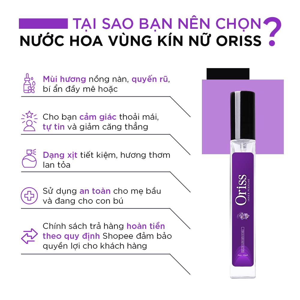 Nước Hoa Vùng Kín Nữ Chiết Xuất Tía Tô Ngừa Khuẩn Hương Thơm Quyến Rũ Lưu Hương 24H Chai 10ml