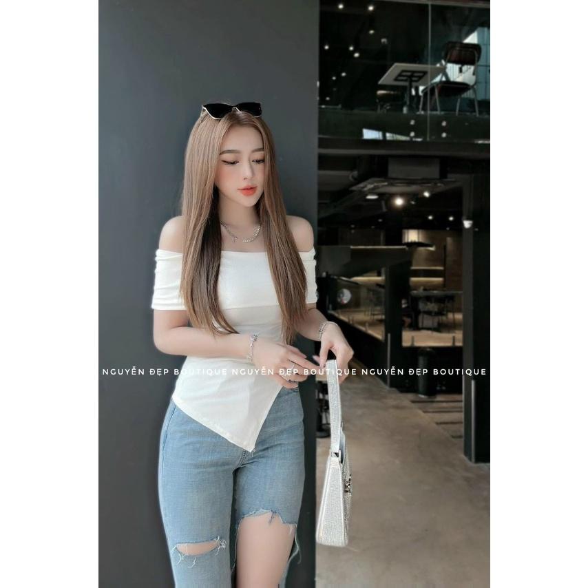 ÁO BẸC VAI TAY NGẮN FORM DÀI KIỂU THUN GÂN CỰC SANG CHO CÁC NÀNG NHÀ MEOWSHOP