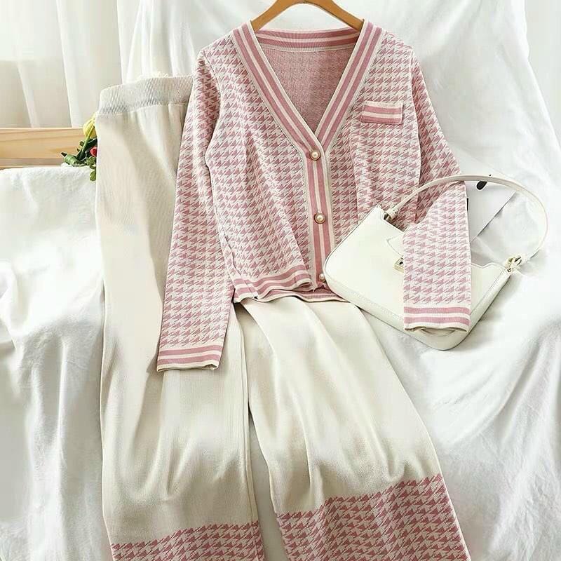 Set bộ len zic zac quần ống sớ