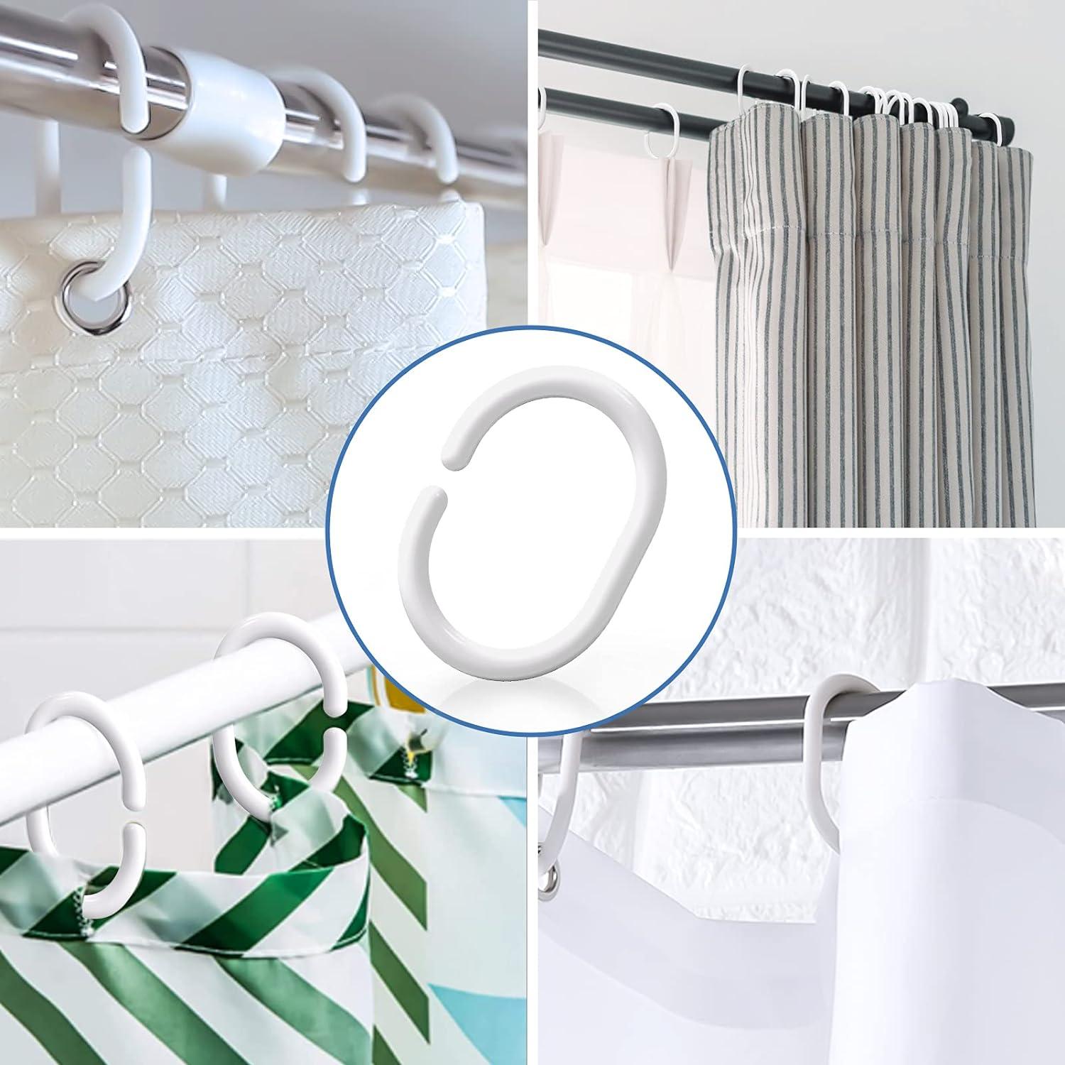 Vòng treo rèm nhà tắm 25 cái, vòng treo rèm nhà tắm cho thanh treo rèm nhà tắm, làm bằng nhựa chắc chắn, móc treo rèm nhà tắm Vòng chữ C màu trắng cho thanh treo cửa sổ nhà tắm