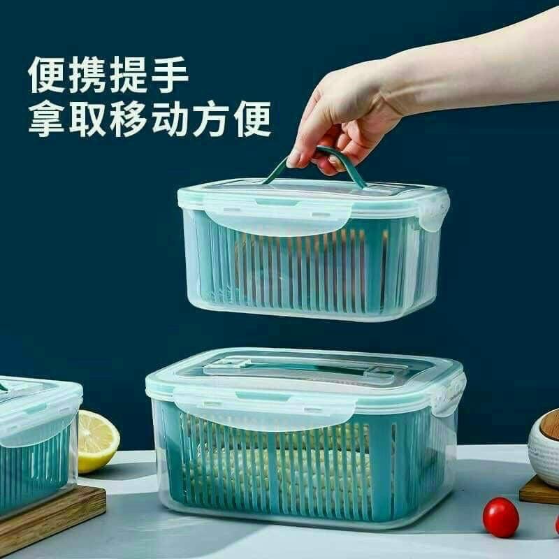 Hộp đựng thức ăn có nắp kín - Set 5 Hộp nhựa đựng thực phẩm cao cấp có rổ đựng và nắp - GDNĐ