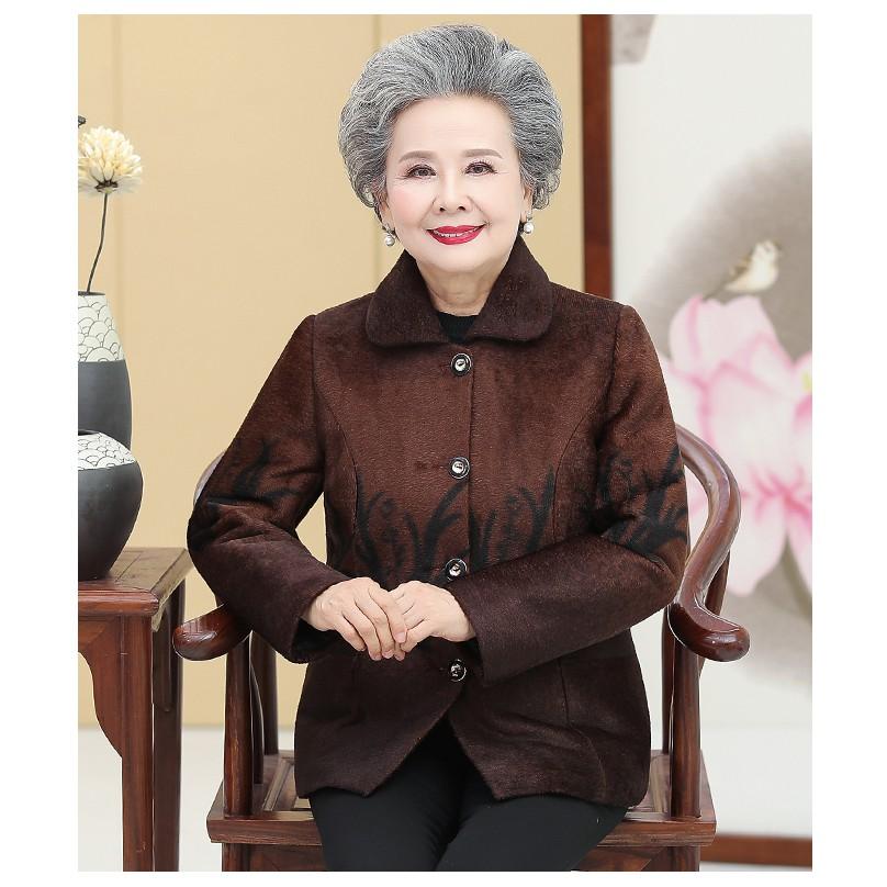 Áo khoác nhung cho người già_lá