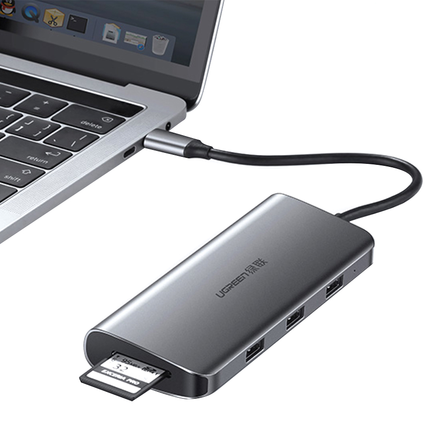 HUB USB Type-C Đa Chức Năng 2 x USB 3.0 ; 1 x HDMI 1 x VGA; 1 x SD Card ; 1 x USB-C; 1 x LAN Ugreen (40873) - Hàng Chính Hãng