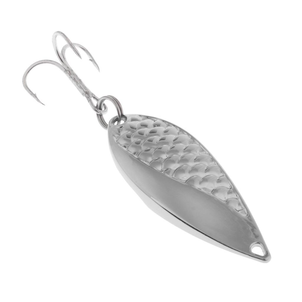 Metal Spoon Fishing Lures 15g Salmon Bass Baits Treble Hook Fishing Tackle