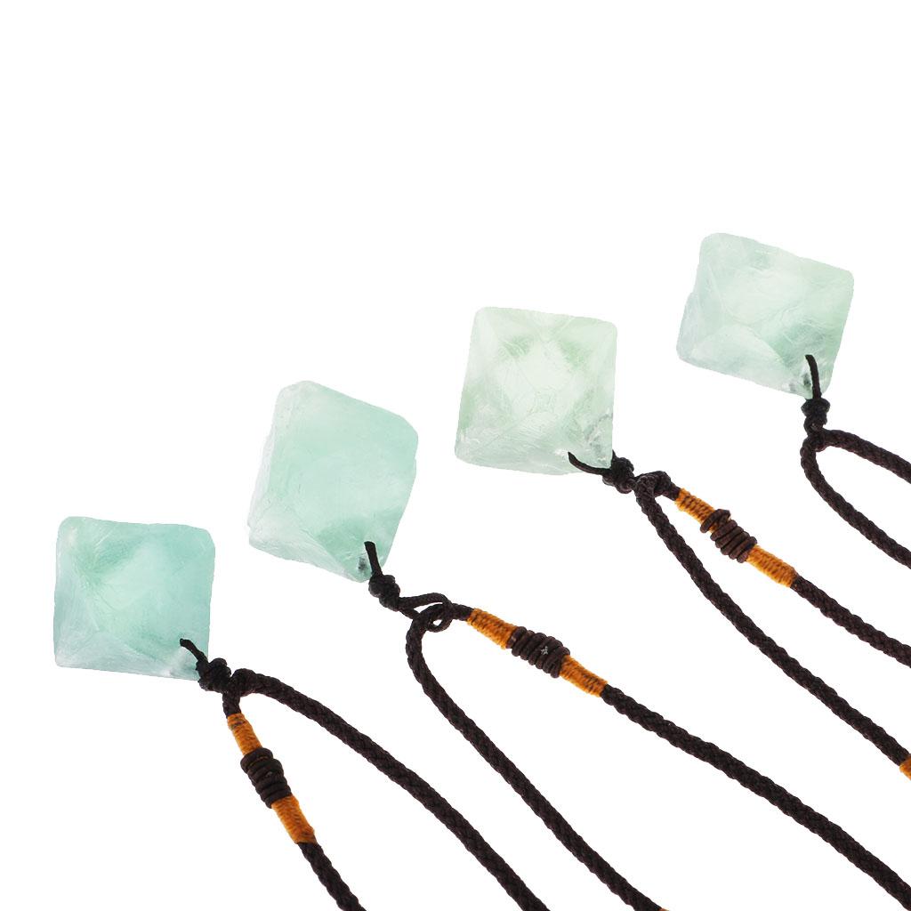 Green Fluorite Octahedron Feng Shui Reiki Gemstone Pendants for DIY Necklace