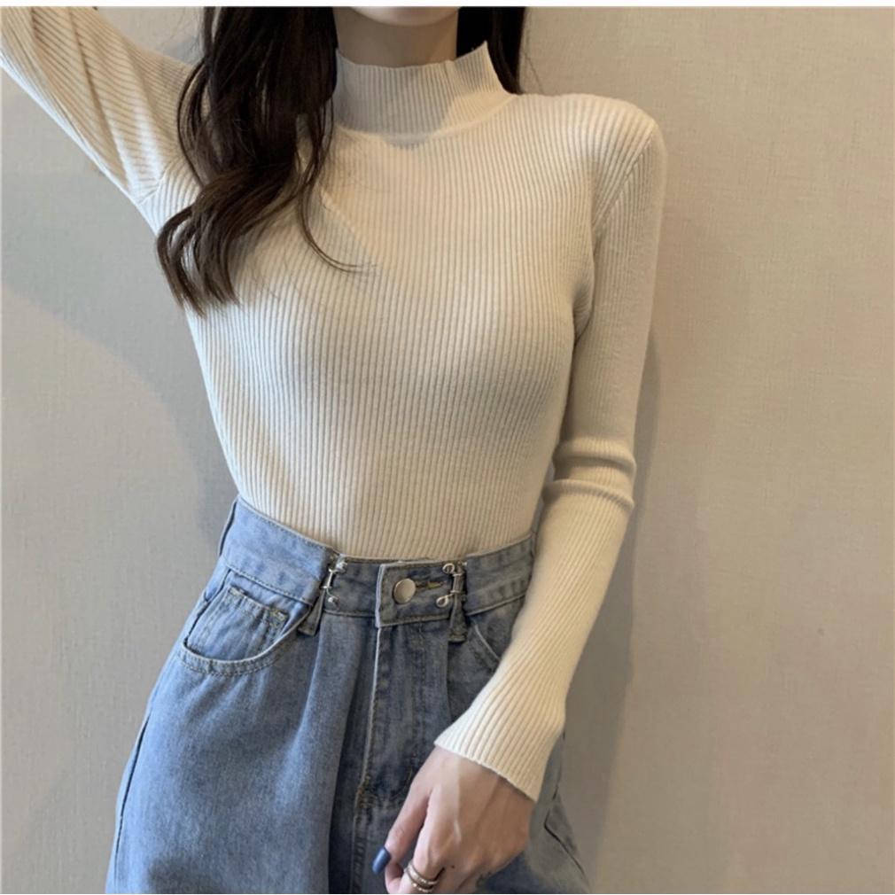 Áo len tăm cổ 3 phân Quảng Châu Trung Quốc co và giãn mềm mại và mượt mà xinh xẻo dễ mặc phối đồ kết hợp A290 coco land