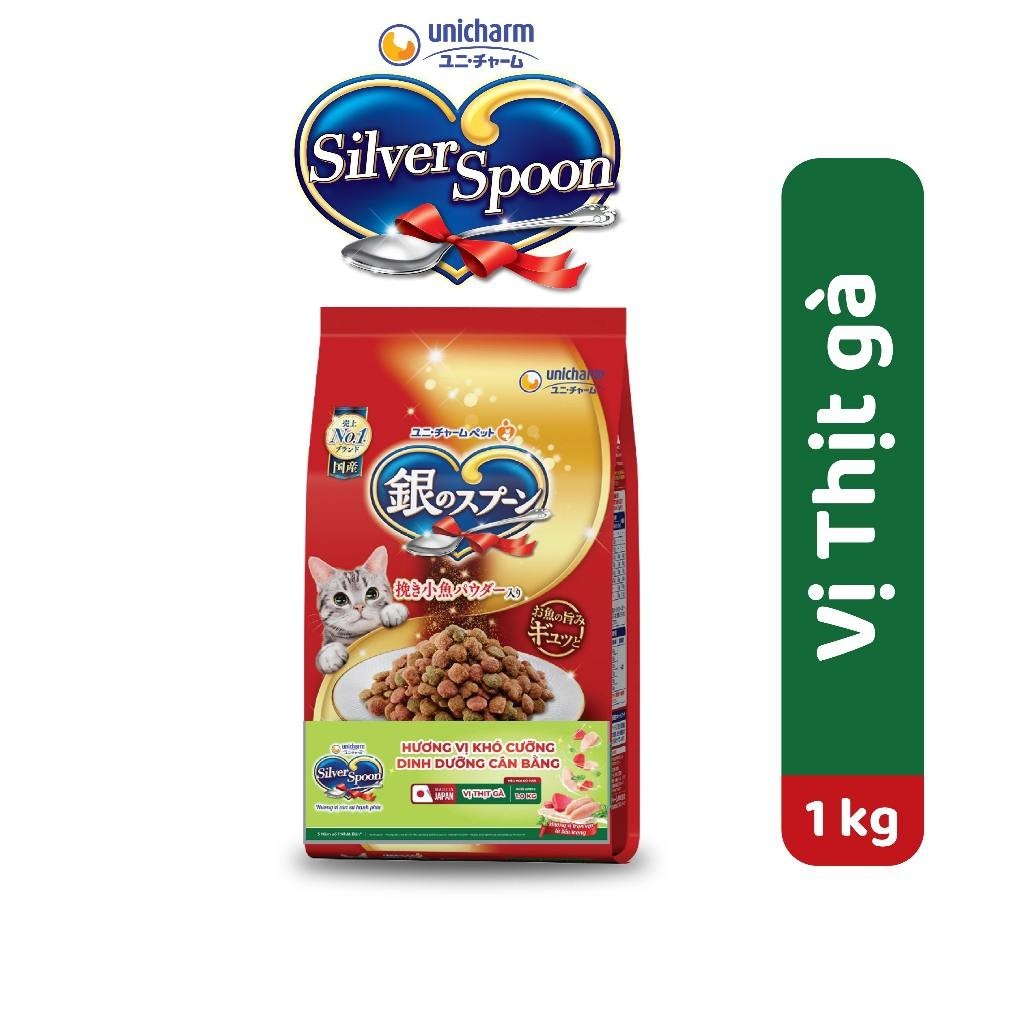 Thức ăn hạt cho mèo Silver Spoon - Vị gà 1kg