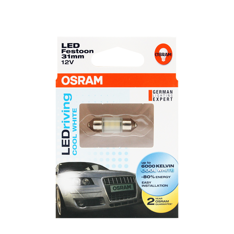 Bóng đèn led Cana ngắn OSRAM STANDARD RETROFIT C5W 12v màu trắng cool (Hộp giấy 1 cái)