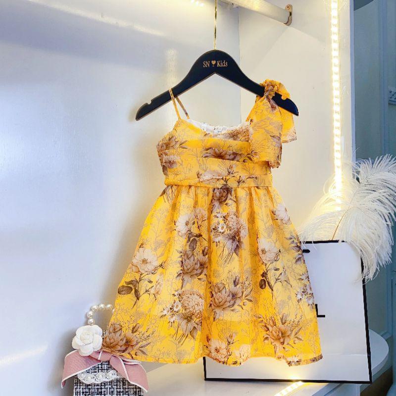 Váy hoa hồng maxi cho bé gái