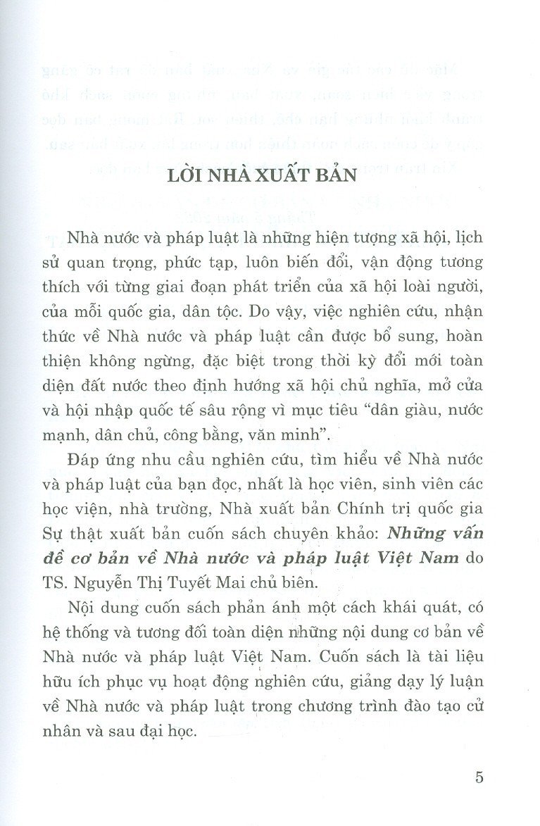 Những vấn đề cơ bản về Nhà nước và Pháp luật Việt Nam