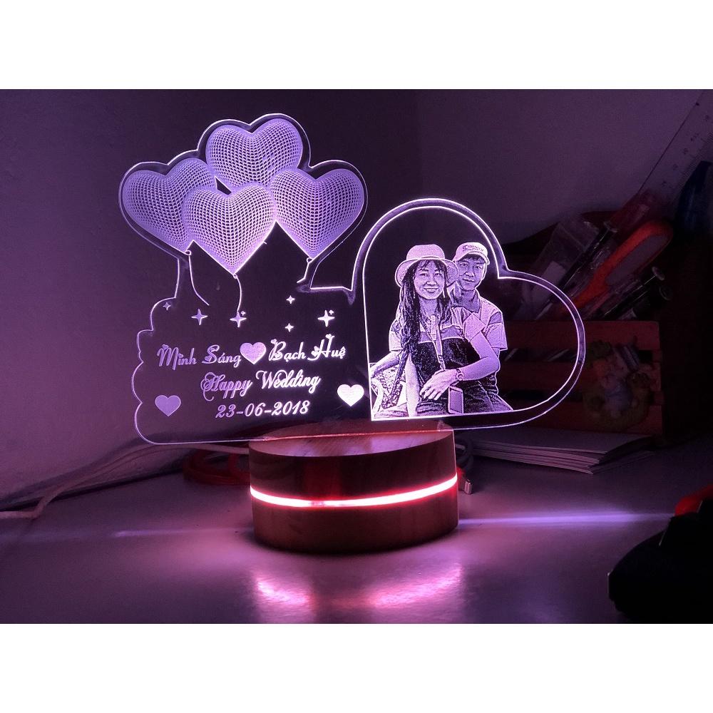 Đèn led 3d 16 màu - Quà tặng handmade ý nghĩa, Quà cưới khắc ảnh theo yêu cầu