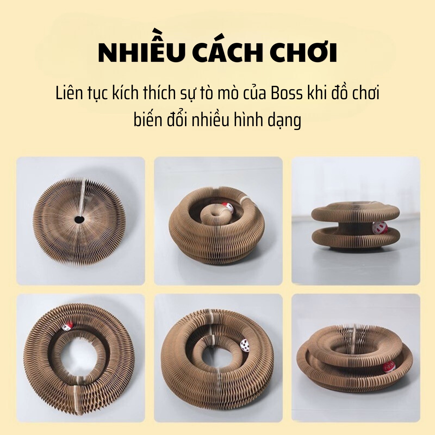 Đồ chơi bàn cào móng cho mèo kèm bóng có chuông giảm căng thẳng | Đồ chơi cào móng trụ cào móng mèo nhiều hình dạng cho nhiều mèo cùng chơi