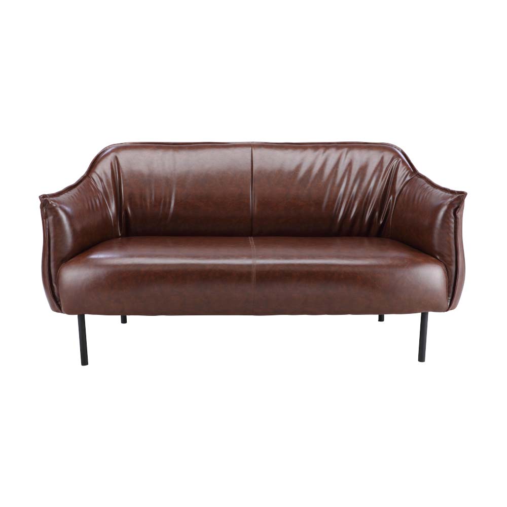 Ghế sofa đôi GRUFF khung gỗ, đệm bọc da PVC bóng cao cấp màu nâu | Index Living Mall - Phân phối độc quyền tại Việt Nam