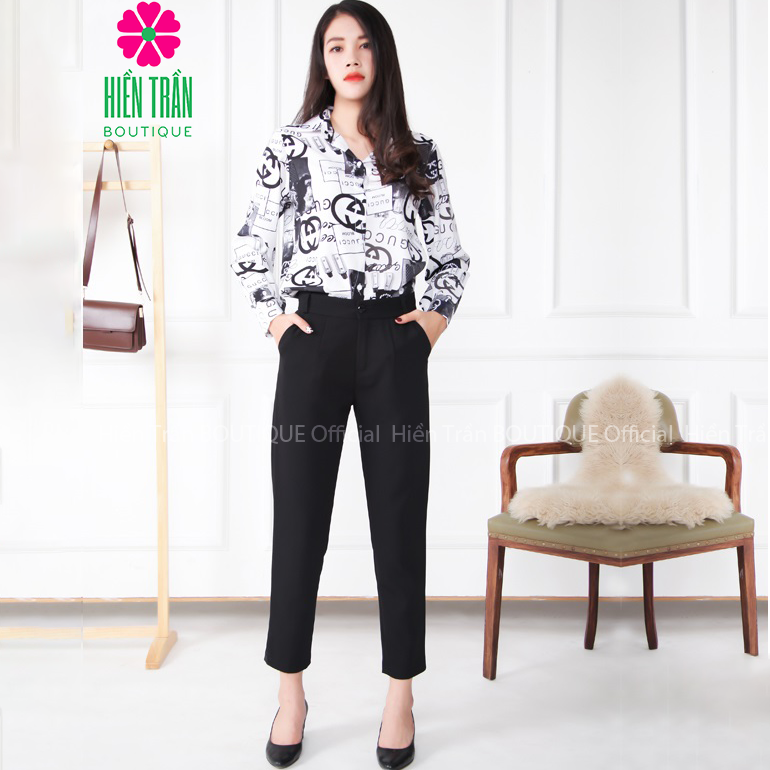 Quần baggy nữ Hiền Trần BOUTIQUE cạp cao chất vải cao cấp âu công sở 3 màu sang trọng tôn dáng