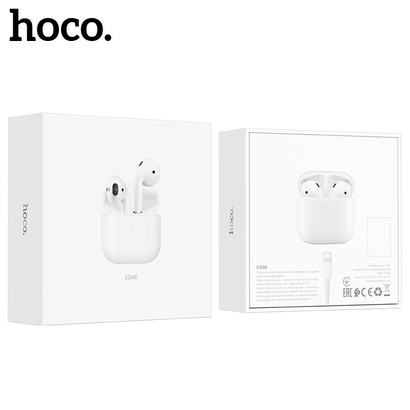 Tai Nghe Bluetooth True Wireless Mini Hoco ES46 Cool Pro V5.0 - Cảm Ứng - Định Vị - Đổi Tên Tai Nghe (Màu Trắng) - Hàng Chính Hãng