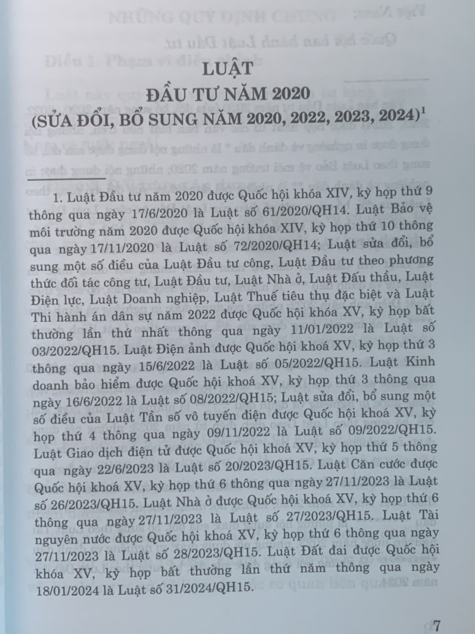 Luật Đầu Tư năm 2020 (Sửa Đổi Bổ Sung Năm 2020, 2022, 2023, 2024)