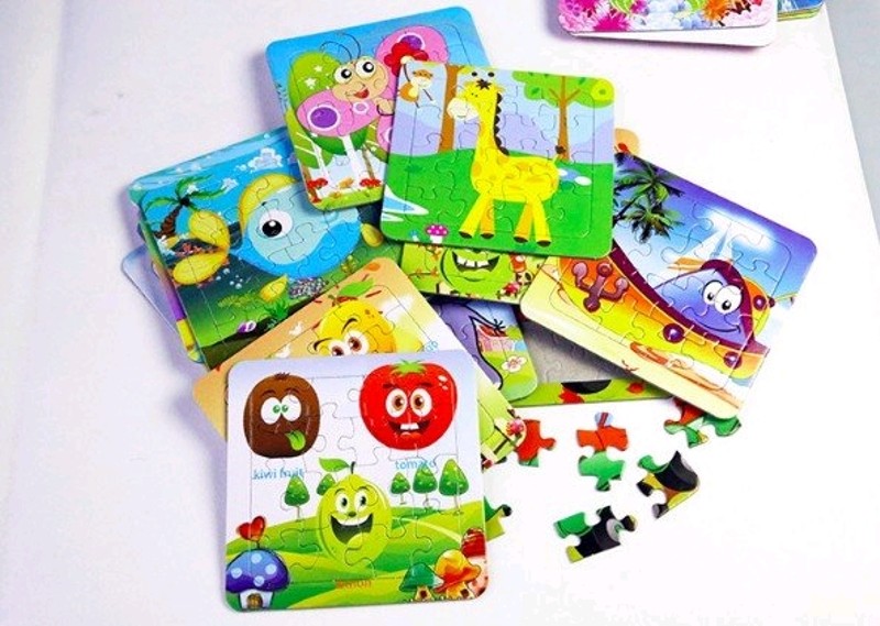 Combo 10 tranh ghép 9 miếng cho bé - mau ngẫu nhiên các hình khác nhau