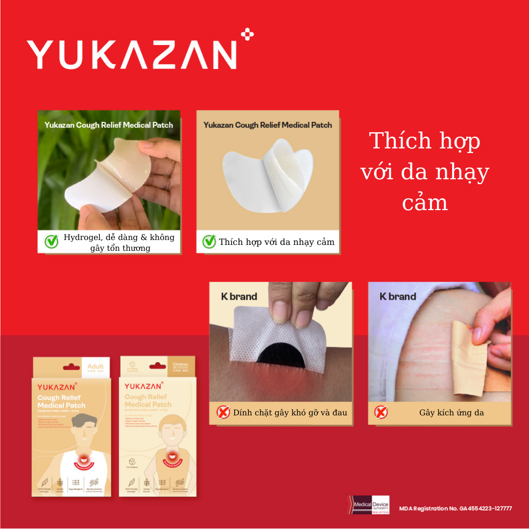 Miếng Dán Giảm Ho Yukazan Cho Trẻ Em - Hộp 6 Miếng