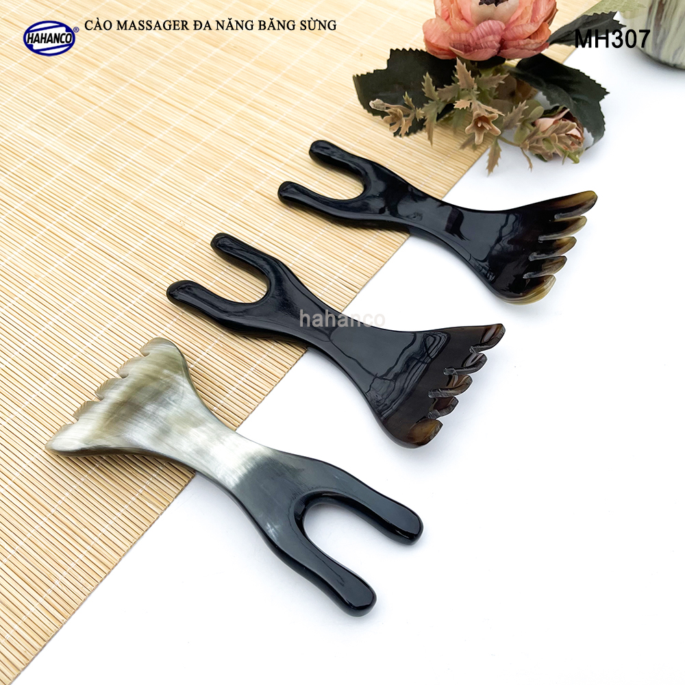 Cào Mát Xa Kinh Tuyến Đa Năng Bằng Sừng HAHANCO Thúc Đẩy Da Đầu Lưu Thông Máu - MH307